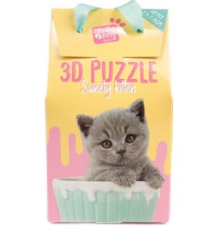  Детски 3D пъзел Studio Pets - Сиво коте в чаша, 48 части