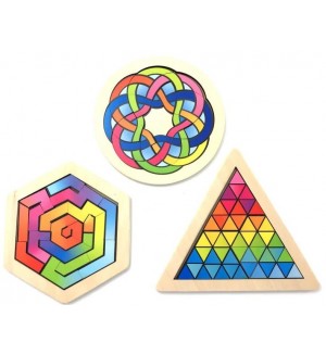 Детски дървен пъзел Goki - Цветове и форми, асортимент Детски дървен пъзел Goki - Цветове и форми, асортимент