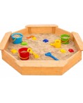 Детски дървен пясъчник Ginger Home - 8-странен модел с 4 седалки