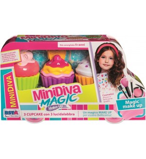 Детски гланц за устни RS Toys Mini Diva Magic - Мъфини, 3 броя