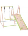 Детски кът за игра 4 в 1 Ginger Home - С люлка, пързалка, катерушка и рампа за катерене