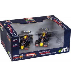 Детски колички Carrera - Red Bull, Pull & back, два броя, 1:43