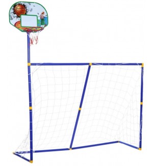 Детски комплект 2 в 1 GT - Баскетболен кош и футболна врата с топки