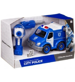 Детски комплект Raya Toys - Полицейски бус City Policе, сглобяем