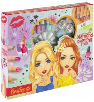 Детски комплект за маникюр Grafix - Besties, Diamond Painting Nail 