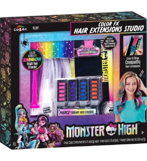 Детски комплект за разкрасяване Cra-Z-Art - Цветни прически с удължители за коса, Monster High Детски комплект за разкрасяване Cra-Z-Art - Цветни прически с удължители за коса, Monster High