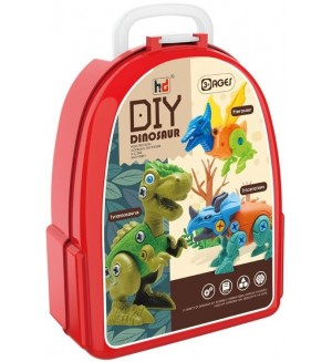 Детски комплект за сглобяване Raya Toys -  Динозаври, 2 броя, с инструмент