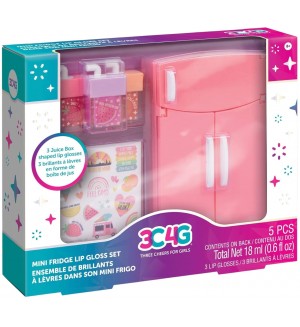Детски козметичен комплект 3C4G - Гланцове за устни в мини хладилник, 5 части Детски козметичен комплект 3C4G - Гланцове за устни в мини хладилник, 5 части