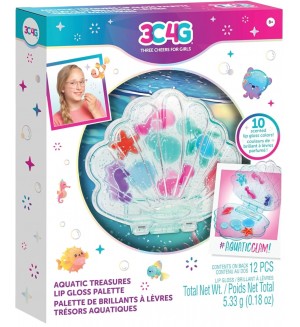 Детски козметичен комплект 3C4G - Палитра с гланцове за устни, Aquatic Treasures