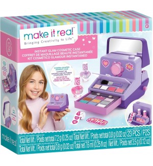 Детски козметичен комплект Make it Real - Instant Glam Cosmetic Case, 23 части
