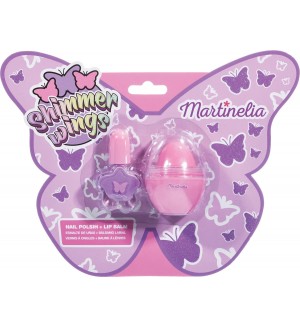 Детски козметичен комплект Martinelia - Shimmer Wing, балсам за устни и лак за нокти