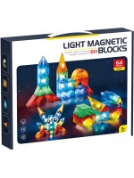 Детски магнитен конструктор Sonne - Val, със светлини, 64 части