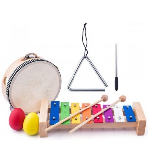 Детски музикален комплект Woody - Дървени инструменти