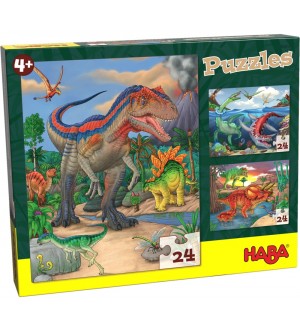 Детски пъзел 3 в 1  Haba - Динозаври