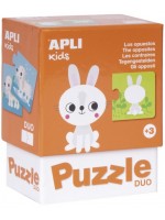 Детски пъзел Apli Kids - Противоположности с животни, 24 елемента