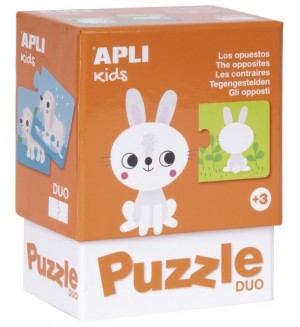 Детски пъзел Apli Kids - Противоположности с животни, 24 елемента