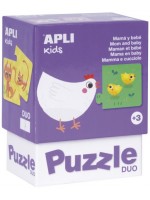 Детски пъзел Apli Kids - Животни мама и бебе,  24 елемента
