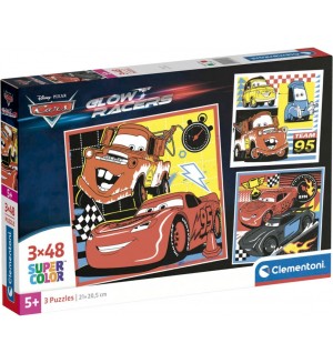 Детски пъзел Clementoni от 3 x 48 части - Колите (вариант 2)