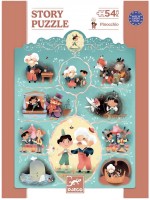 Детски пъзел Djeco Story Puzzle - Пинокио, 54 части