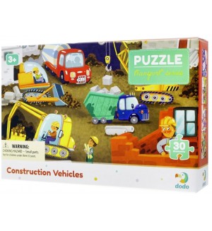 Детски пъзел Dodo Transport Series - Строителни превозни средства, 30 части