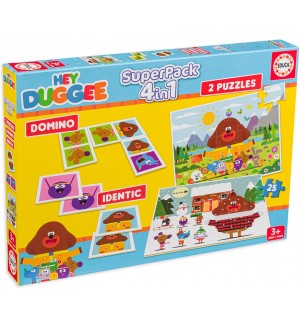 Детски пъзел Educa от 2 x 25 части - Hey Duggee, домино и мемори