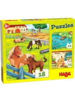 Детски пъзел Haba - Животни от фермата, 3 броя
