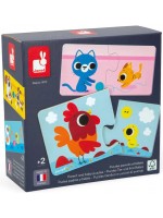 Детски пъзел Janod - Parent and Baby Animals, 24 части