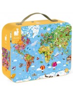 Детски пъзел в куфар Janod - Карта на света, 300 части