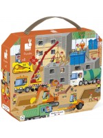 Детски пъзел в куфар Janod - Строителна площадка, 36 части