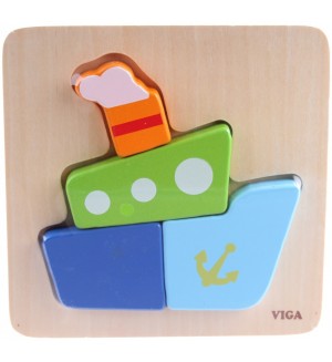 Детски пъзел Viga - Кораб, 4 части