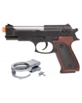Детски полицейски комплект Toi Toys - Пистолет със звуци и светлини, белезници
