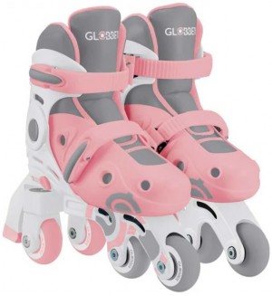 Детски ролери 2 в 1 Globber - Learning Inline Skates, размер 26-29, розови