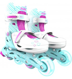Детски ролери 2 в 1 Yvolution - Neon Combo Skates, размер 30-33, синьо-зелено и розово