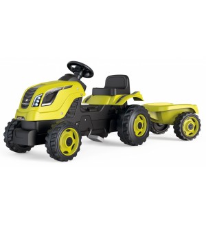 Детски трактор с педали Smoby Farmer XL - С ремарке, зелен