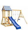 Детски център за игра 4 в 1 Ginger Home - С пързалка, 2 люлки, катерушка, въжена мрежа