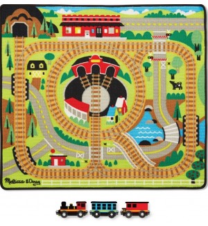 Детско килимче за игра Melissa & Doug - Влакова композиция