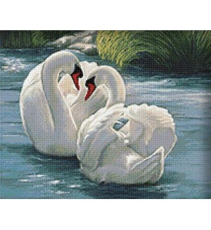 Диамантен гоблен Collection D’Art - Лебеди, 38 x 48 cm