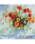 Диамантен гоблен Ideyka - Букет от макове, 40 х 40 cm