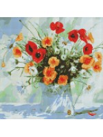 Диамантен гоблен Ideyka - Букет от макове, 40 х 40 cm
