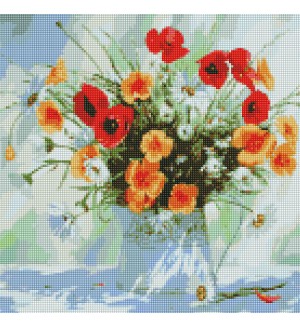 Диамантен гоблен Ideyka - Букет от макове, 40 х 40 cm