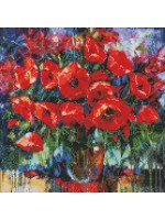 Диамантен гоблен Ideyka - Букет от макове, 40 х 40 cm