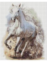 Диамантен гоблен Ideyka - Бял кон, 40 х 50 cm