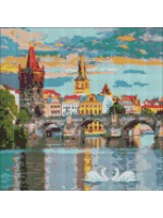 Диамантен гоблен Ideyka - Вечерна Прага, 40 х 40 cm
