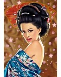 Диамантен гоблен MagicArt: Premium - Прелестно японско момиче, 30 х 40 cm, с кръгли мъниста + AB