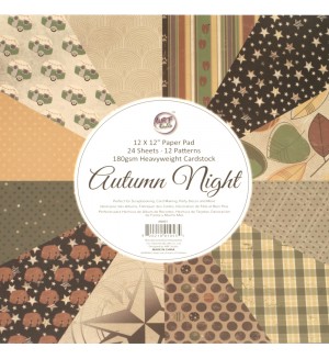 Дизайнерски картон Ем Арт - Autumn Night, 180 g/m2, 30.5 x 30.5 cm, едностранен (12 дизайна, 24 листа)