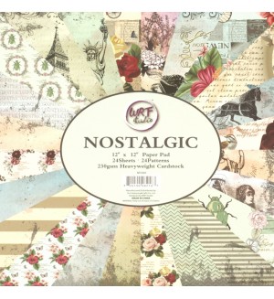 Дизайнерски картон Ем Арт - Nostalgic, 230 g/m2, 30.5 x 30.5 cm, двустранен (24 дизайна, 24 листа)