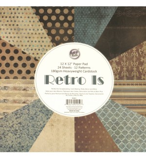 Дизайнерски картон Ем Арт - Retro, 180 g/m2, 30.5 x 30.5 cm, едностранен (12 дизайна, 24 листа)
