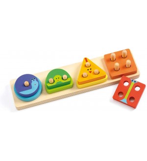 Дървена играчка за сортиране Djeco -  1, 2, 3, 4, Basic
