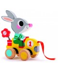 Дървена играчка за дърпане Djeco - Зайче в количка