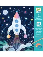Комплект скреч картини Djeco - Cosmic Mission